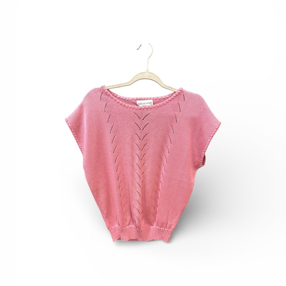 Vintage Pink Knit Short Sleeve Sweater